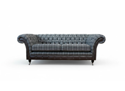 Sofá 3 plazas Sofás Textil Sofás de diseño Muebles de tela de tres plazas Gris Chesterfield