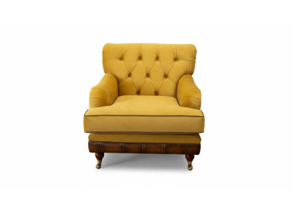 Sofá de una plaza en tela para sala de estar de lujo, mueble individual Chesterfield.