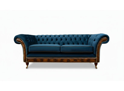 Diseño de sofá de tres plazas tapizado Chesterfield para muebles de sala.