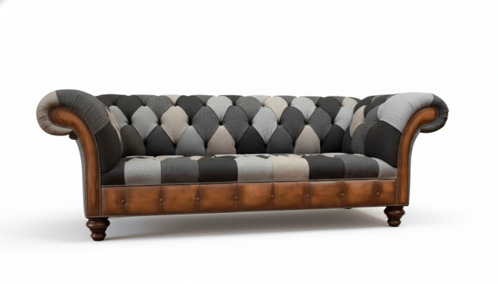 Chesterfield sofá de 3 plazas tapizado textil sofás sofá de sala de estar nuevo.