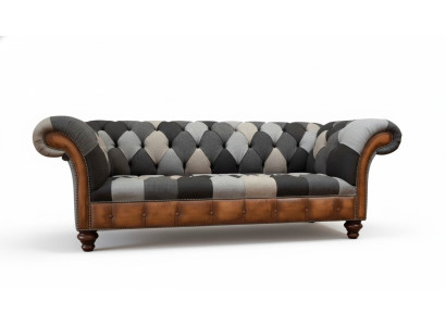 Chesterfield sofá de 3 plazas tapizado textil sofás sofá de sala de estar nuevo.