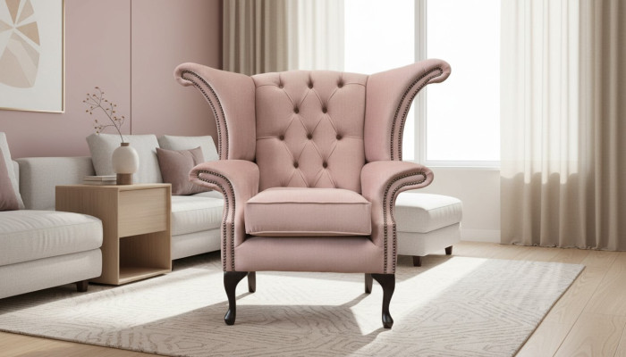 Sillón orejero sillón diseño de terciopelo sofá Chesterfield muebles textiles.