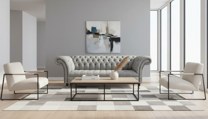 Chesterfield sofá 3 plazas gris diseño sofás tapizados sofas.