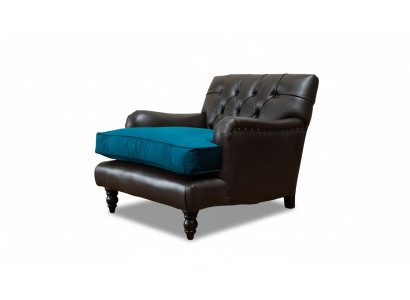 Sillón Chesterfield de 1 plaza en cuero gris.