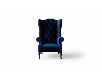 Sillón Chesterfield Sofá Tapizado 1 Plaza Sillón Textil Azul