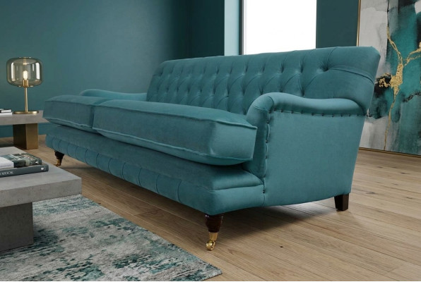 Sofá de 3 plazas de tela, diseño de sofá tapizado moderno Chesterfield 1