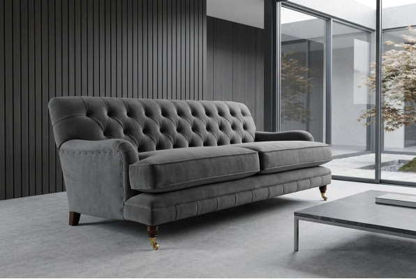 Sofá de diseñador de 3 plazas, sofá moderno acolchado gris sofás sofá de diseño.