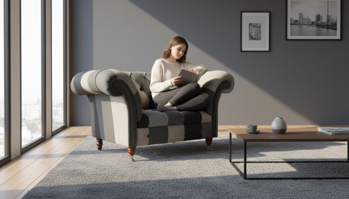 Sofá de tela de lujo de una plaza, nuevo diseño de sillón para la sala.