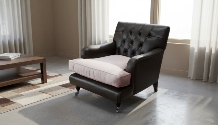 Sofá de diseño Sillón Lounge Relax Marrón Tapicería de lujo Chesterfield Nuevo