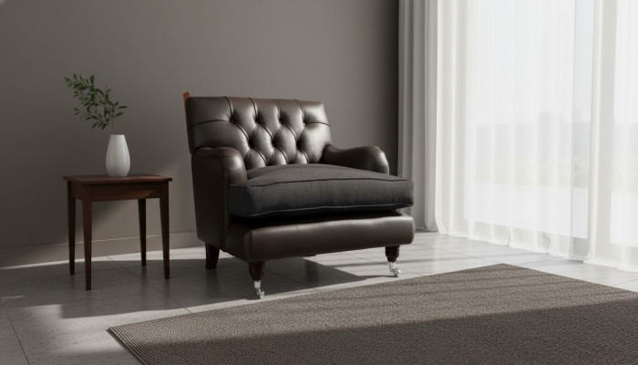 Chesterfield Diseño Sillón Sofá Tapizado Lujo Sofás 1 Asiento Cuero