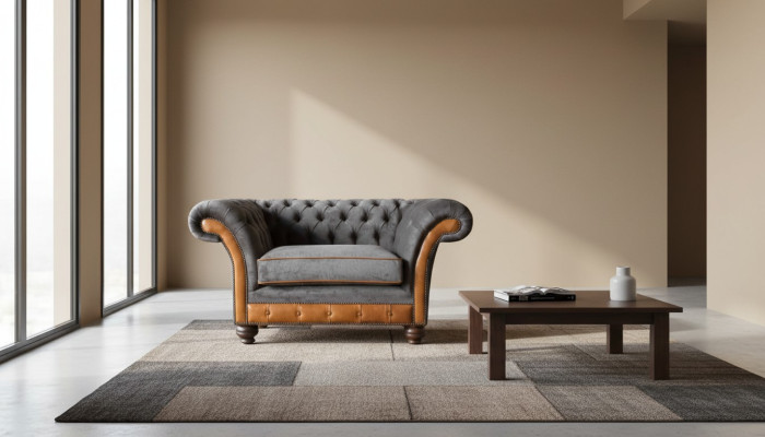 Diseño de silla Chesterfield Sofá Tela Asientos tapizados Sofá Orejero