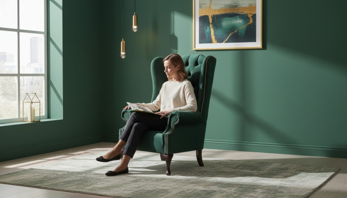 Chesterfield Design Sessel Tapizado de lujo en tela Sofá Sillón de orejas.