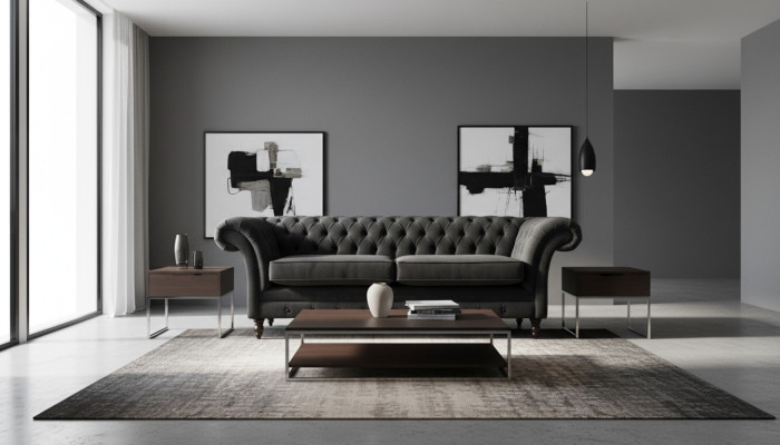 Chesterfield rosa nuevo sofá de tela de tres plazas, diseño de sofá tapizado nuevo.