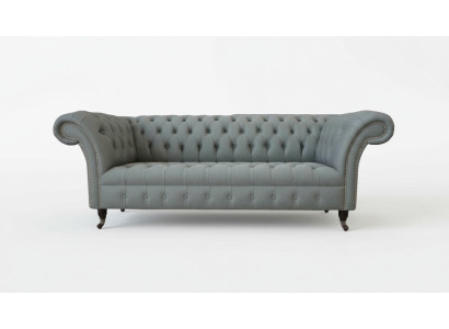 Sofá de 3 plazas de tela moderno de lujo gris Chesterfield nuevo