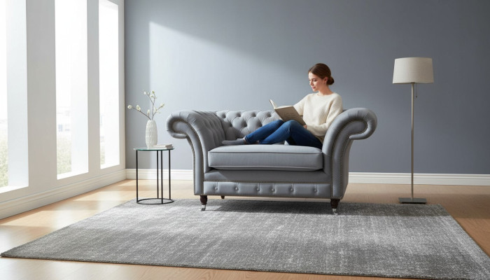Sillón Chesterfield de tela sofá tela sofás sofás sofás lounge gris