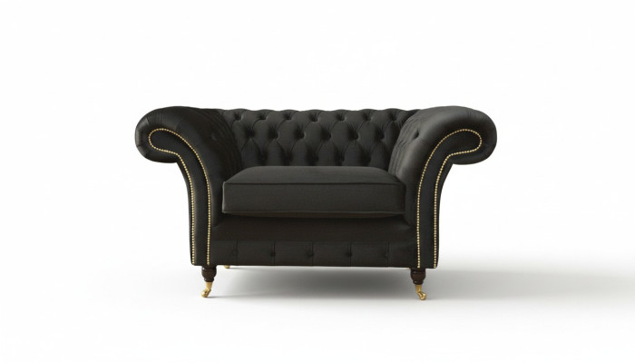 Sillón Chesterfield Lounge negro sofá sofá tapizado moderno tela nueva