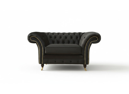 Sillón Chesterfield Lounge negro sofá sofá tapizado moderno tela nueva