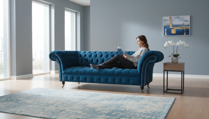 Sofá Chesterfield de tres plazas Sofás de diseño Sofás de tela