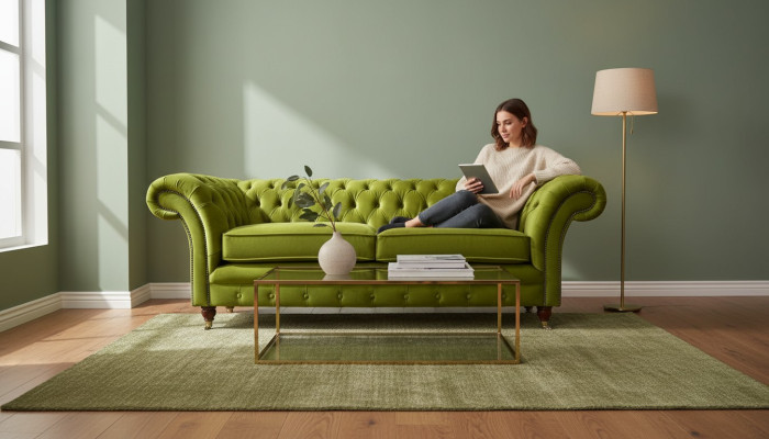 Sofá de 3 plazas de tela Diseño Sofá Tapizados Sofás Textiles Modernos Chesterfield
