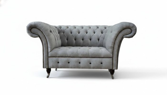 Sillón Chesterfield de tela diseño de sala de estar diseño de tapicería textil diseño de lujo.