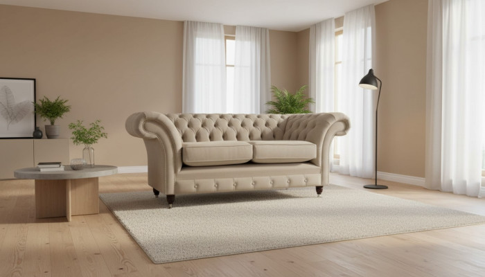 Chesterfield Textil Sofá tapizado Diseño Sofá de lujo Sofás de tela 2 plazas