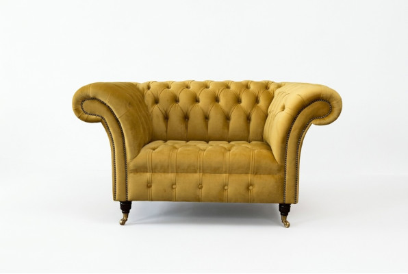 Chesterfield amarillo silla sofá tapizado tela de diseño de lujo nuevo