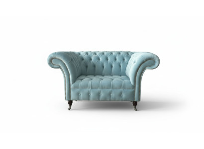 Sillón Chesterfield turquesa, sofá tapizado de diseño de 1 plaza, nuevo.