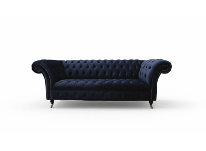 Sofá de lujo de tres plazas azul de tela estilo textil sofás sofá muebles