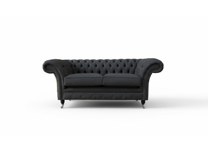 Sofá Chesterfield de 2 plazas, tela de color gris, nuevo.