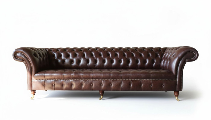 Sofá Chesterfield Couch Tapizado Asiento Cuero Sofás Marrón Diseñador