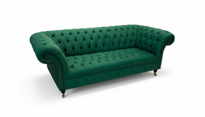 Sofá de tres plazas 3 plazas Sillón de lujo Sofás modernos Verde Tela Chesterfield