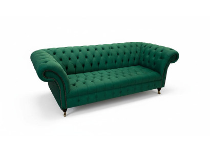 Sofá de tres plazas 3 plazas Sillón de lujo Sofás modernos Verde Tela Chesterfield