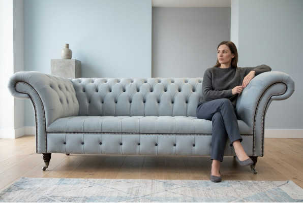 Sofá 3 plazas de lujo Chesterfield Sofás de cuero Sofá de diseñador Nuevo