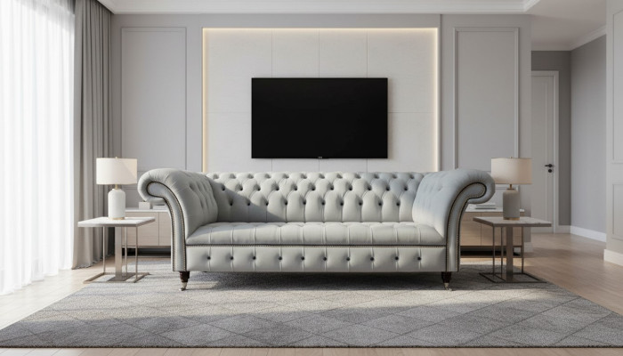 Sofá 3 plazas de lujo Chesterfield Sofás de cuero Sofá de diseñador Nuevo