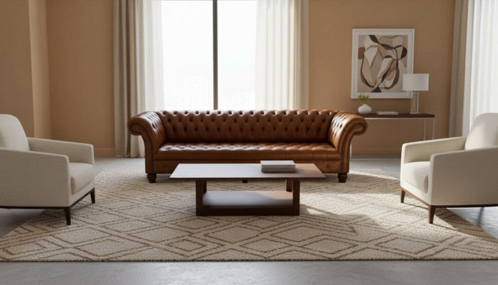 Sofá Sala Chesterfield Sofá Tapizado Sofás 4 Plazas Cuero XXL grande
