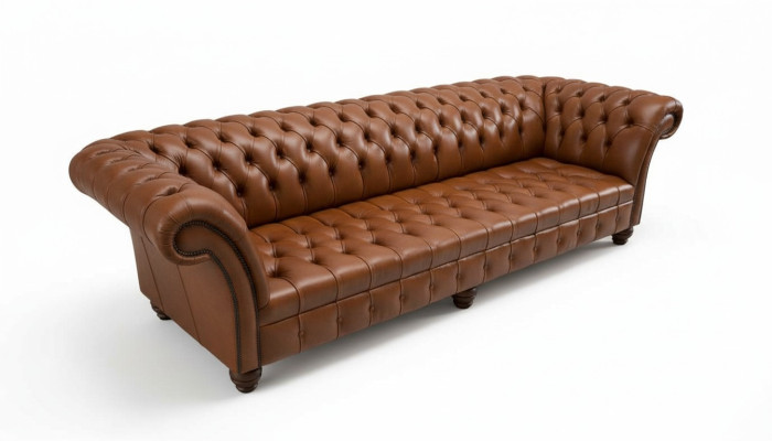 Sofá Sala Chesterfield Sofá Tapizado Sofás 4 Plazas Cuero XXL grande