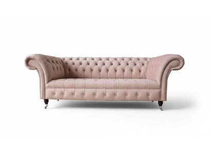 Chesterfield 3 plazas Rosa Sofás de diseño Tapicería Sofás Tela Textil