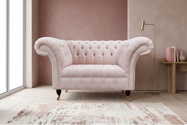 Silla tapizada Sofá de tela Chesterfield Sofás de una plaza Monoplaza Rosa