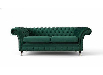 Sofá de 3 plazas verde, estilo Chesterfield de lujo, diseño nuevo para sala de estar.