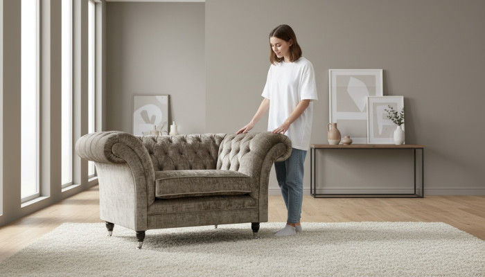 Diseño de sillón Chesterfield de 1 plaza, sofás de tela de lujo.