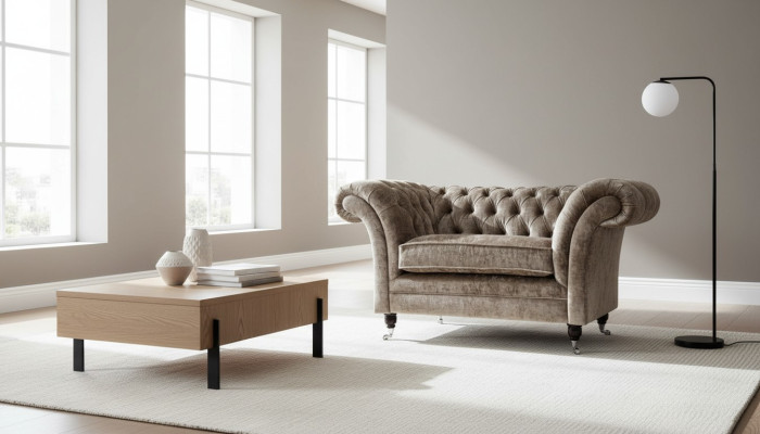 Diseño de sillón Chesterfield de 1 plaza, sofás de tela de lujo.