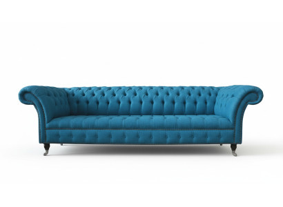 Chesterfield sofás tapizados Diseño Textil Sofá 4 plazas Sofá de diseño de lujo Azul.