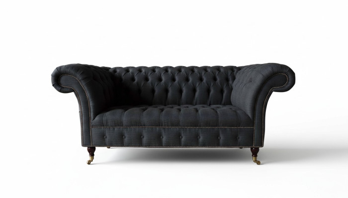 Diseño Chesterfield Sofá de tela de 2 plazas 