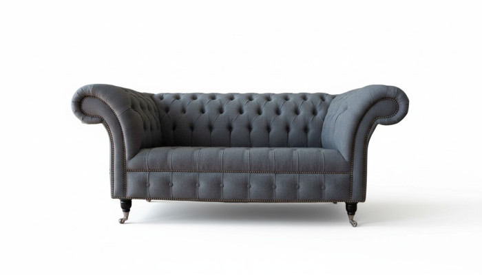 Muebles de oficina Chesterfield en inglés, sofá, sillón, 2 asientos, tela.