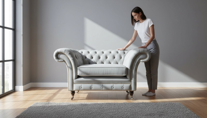 Silla Tapizado Sofá Tela Sofá Chesterfield 1 Plaza Individual Gris