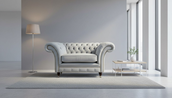 Silla Tapizado Sofá Tela Sofá Chesterfield 1 Plaza Individual Gris