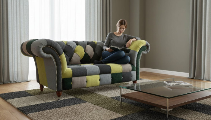 Sofá Chesterfield tapizado de 2 plazas en diseño textil sofás sofás lounge