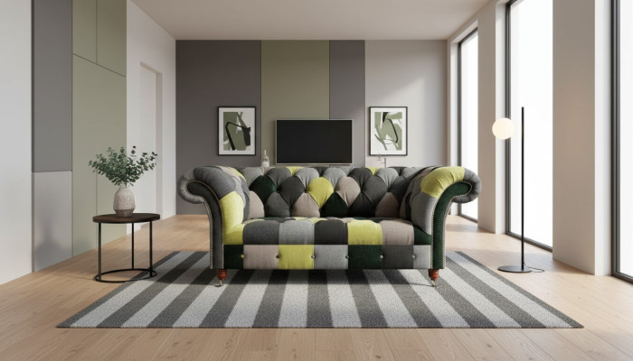 Sofá Chesterfield tapizado de 2 plazas en diseño textil sofás sofás lounge