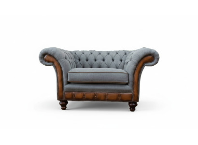 Sillón diseño relajante de tela de lujo Lounge Gris Asientos Chesterfield