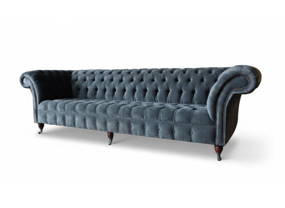 Sofá de cuatro plazas 4 plazas sofás modernos diseño gris tela Chesterfield